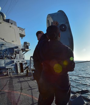 Acoustic Hailing Device Aboard USS Gridley
